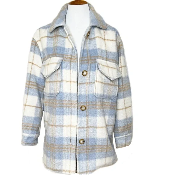 SOLD-Gianni Bini Plaid Flannel Shacket Grandpa Jacket - Picture 2 of 11